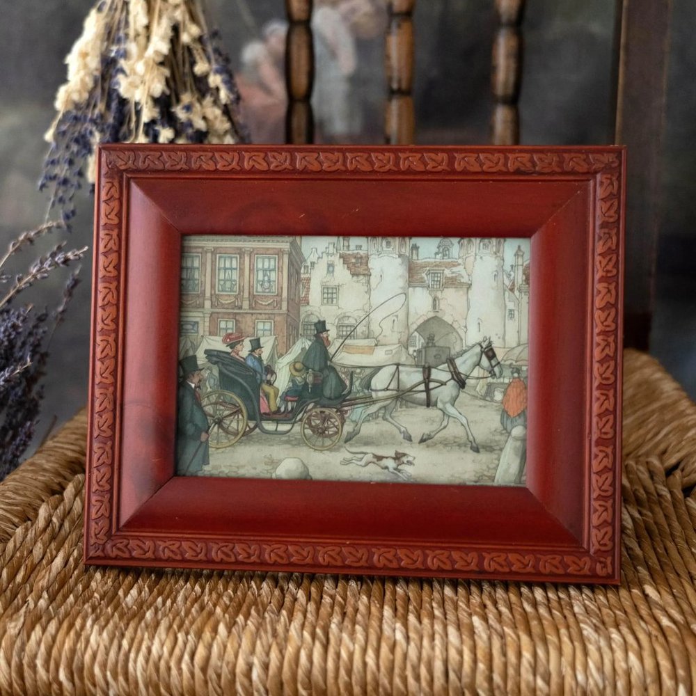 Vintage Anton Pieck Framed Print Art Dutch Wood Frame Home Decor Gift Oddities